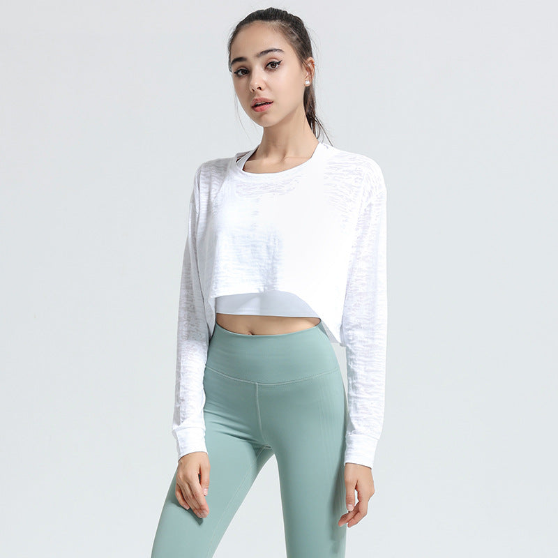 Casual Crew Neck Loose Cropped Top