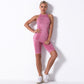 Seamless knitted sports top & shorts 2-piece set