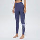 Leggings de yoga de sport rayés au mollet taille haute