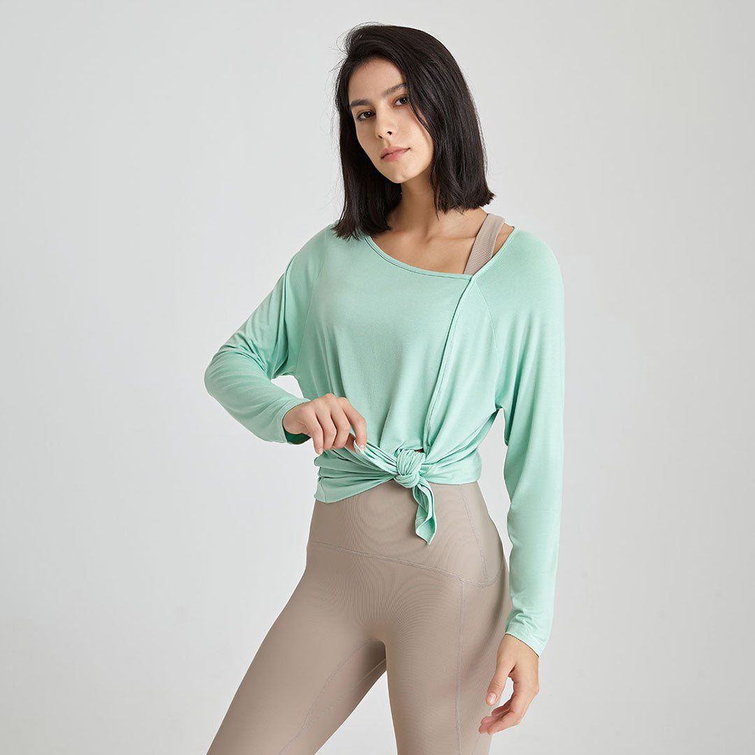 Solid side split sports top