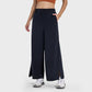 Side pockets waist-cinched wide-leg pants