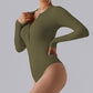 One piece long sleeved Full zipper sports Bodysuit