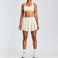 Breathable Cross Back Sports Bra + Pleated Tennis Skirt 2-Piece Set