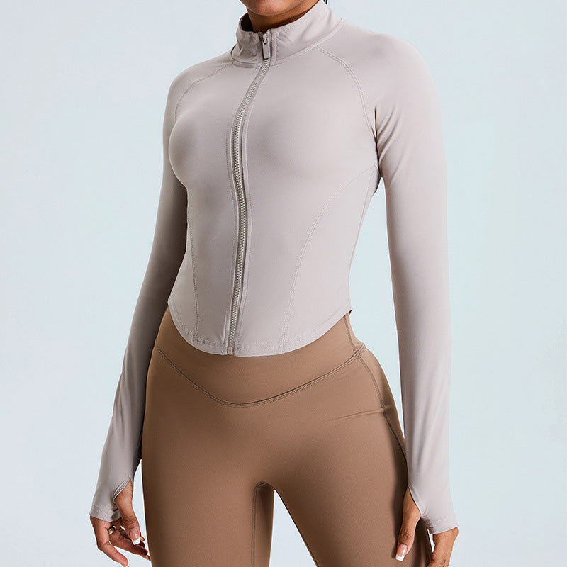 Stand Collar Long Sleeve Slim Fit Yoga Jacket