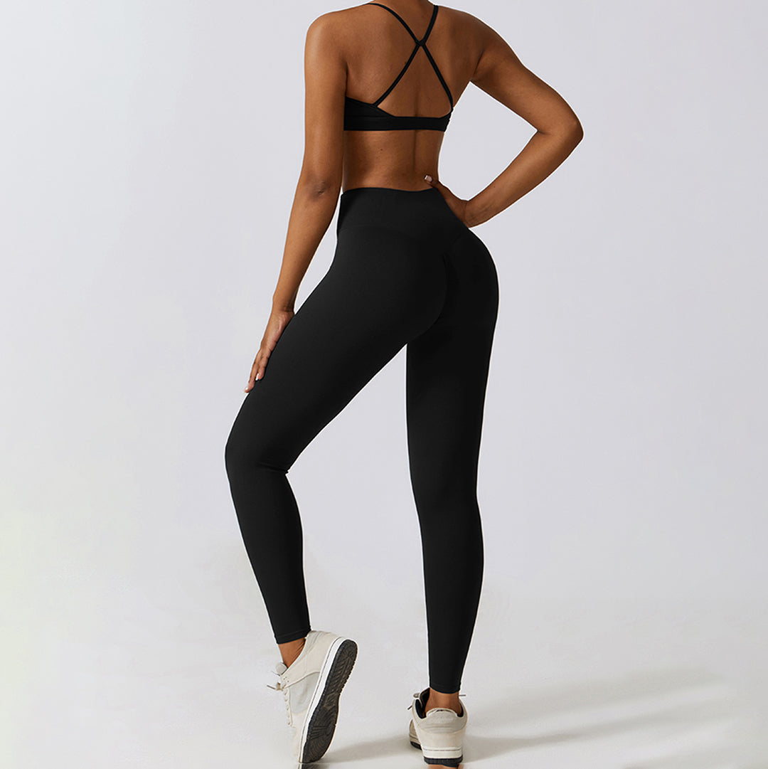 Crossed back high waist yoga 2-piece set