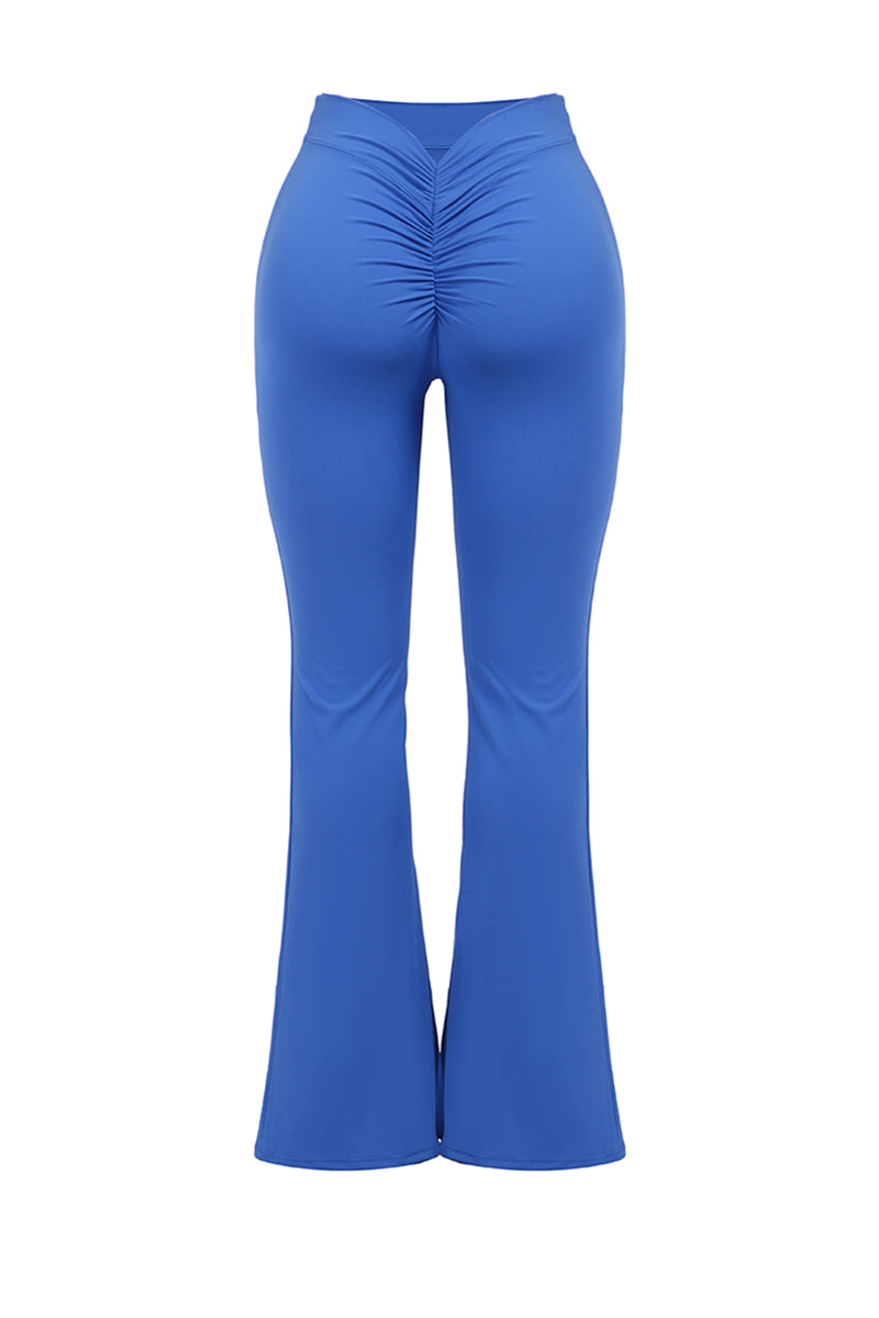 Buttock lift yoga exercise wide leg flared pants