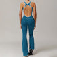 Hollow back yoga suit hip-lifting pleated flared jumpsuit