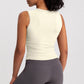 Nude pleated slimming fitness running vest top