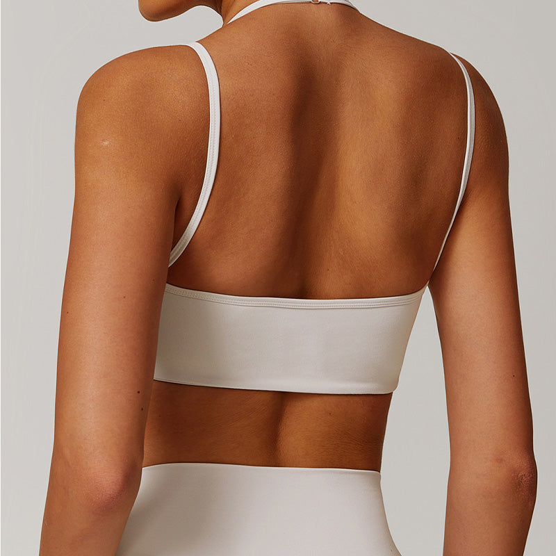 Nude halter double straps sports Bra