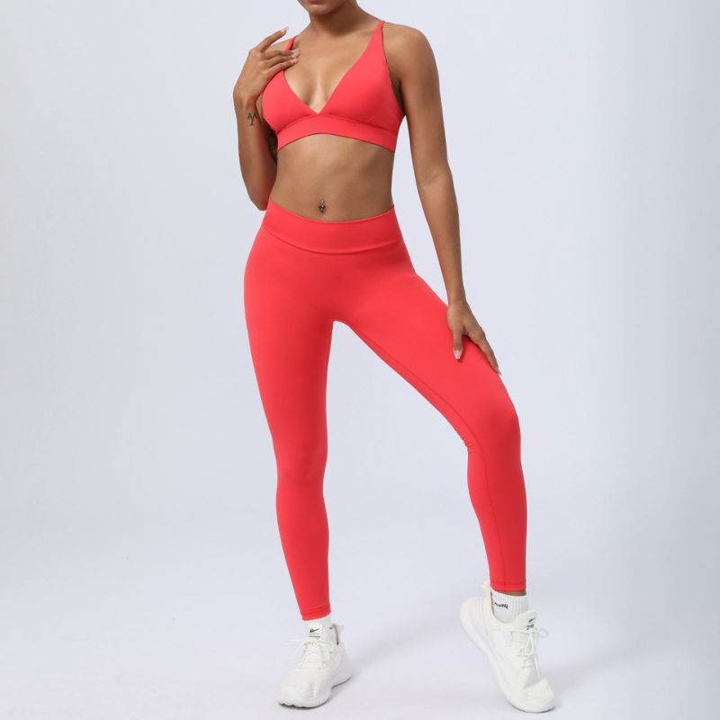 Cross back beautiful sexy peach butt lifting yoga leggings set