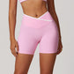 Crossover high-waisted sports shorts