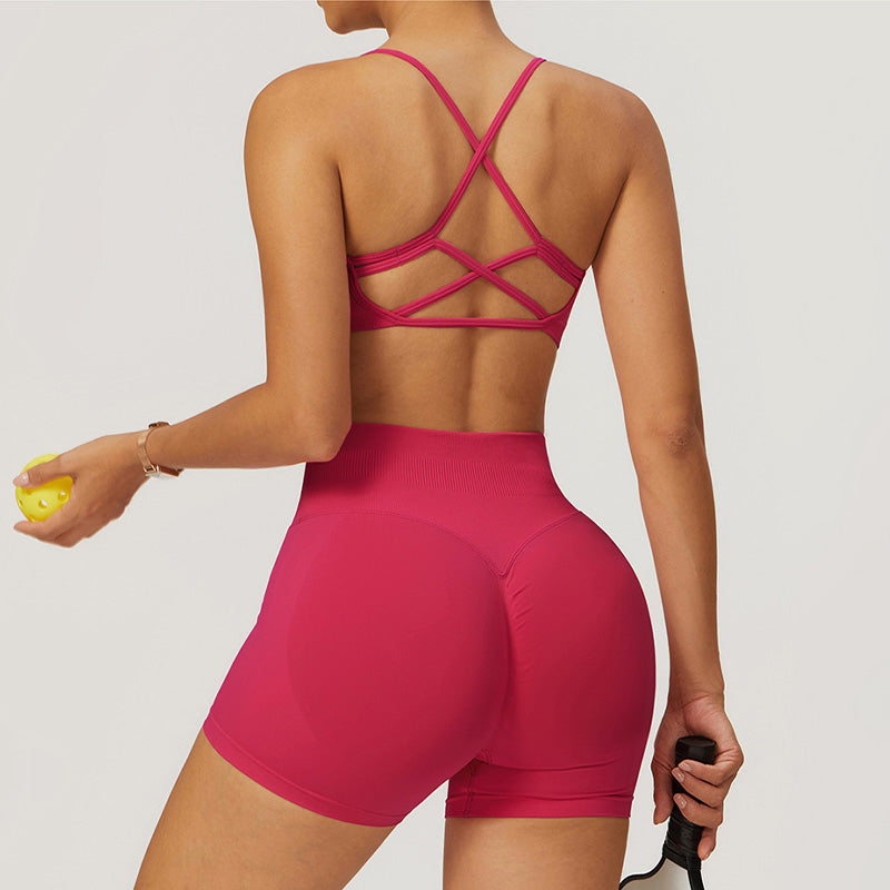 Seamless High-waisted Yoga Bra +Shorts 2 Pieces Set