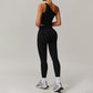 Quick-dry one shoulder sports top + High waist leggings 2 pieces set