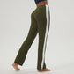 High-Waist Contrasted Color Sports Flared Leg Pants