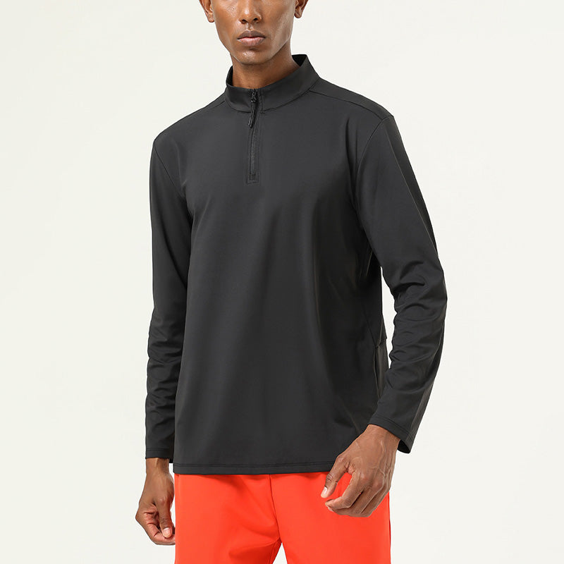 Men's Fitness Stand Collar Long Sleeve Top