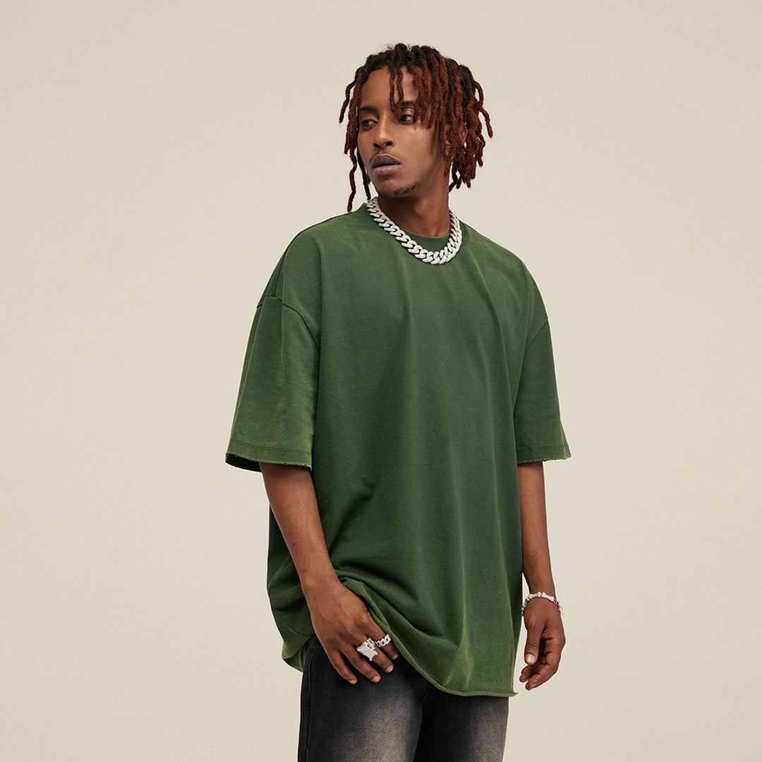 Solid wash crewneck T-shirt