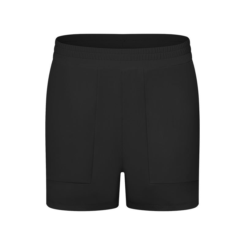 Side pockets stretch loose sports shorts