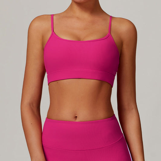 Thin straps solid color sports Bra