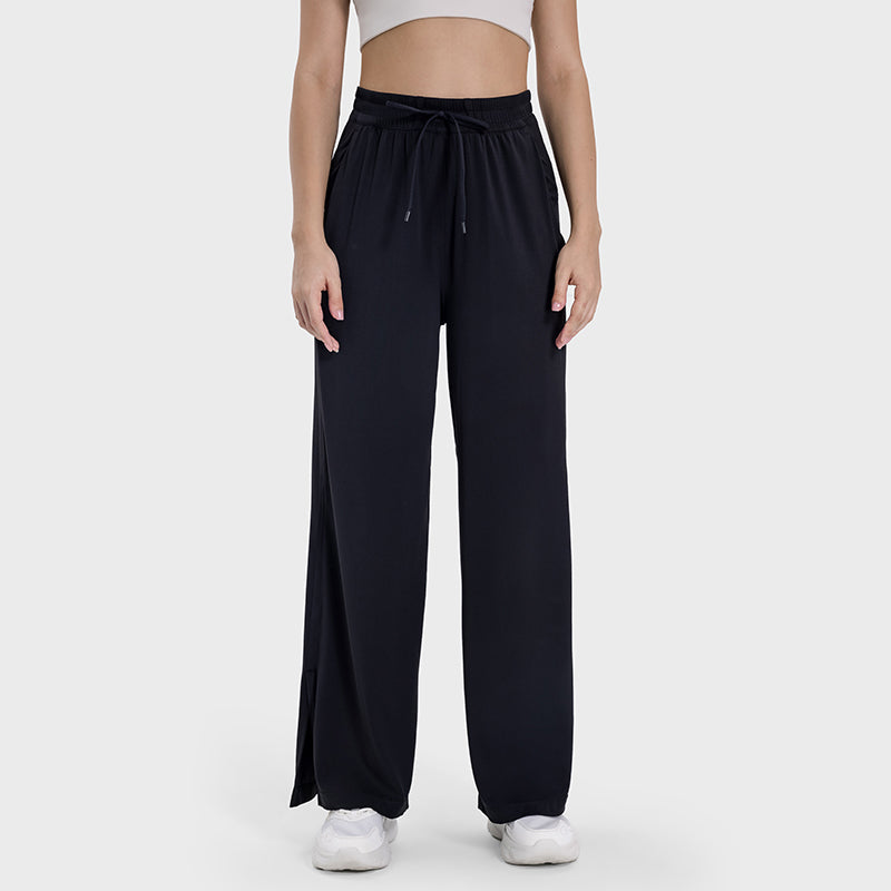 Straight-leg yoga sport pants with side pockets