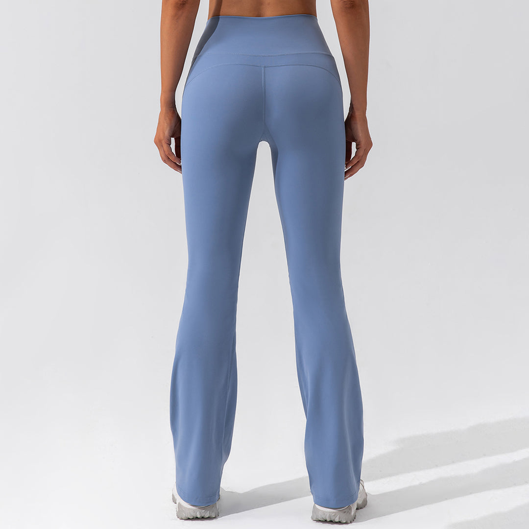 High-waist solid color flared pants