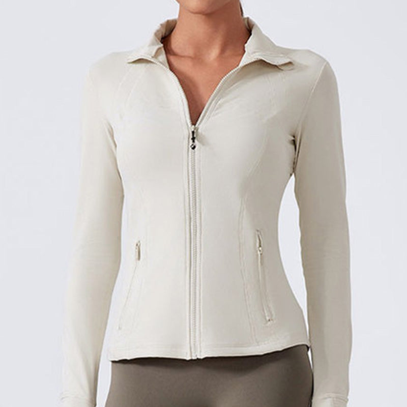 Long Sleeve Slim-fit stand Collar and full zipper Sports jacket