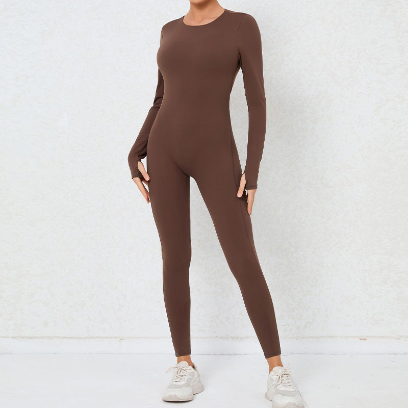 Sexy backless long-sleeved high-intensity fitness jumpsuit