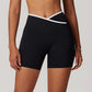 Crossover high-waisted sports shorts