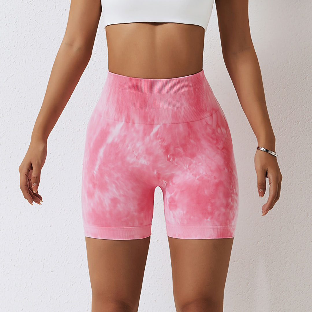 Tie dye seamless hip lift sport shorts