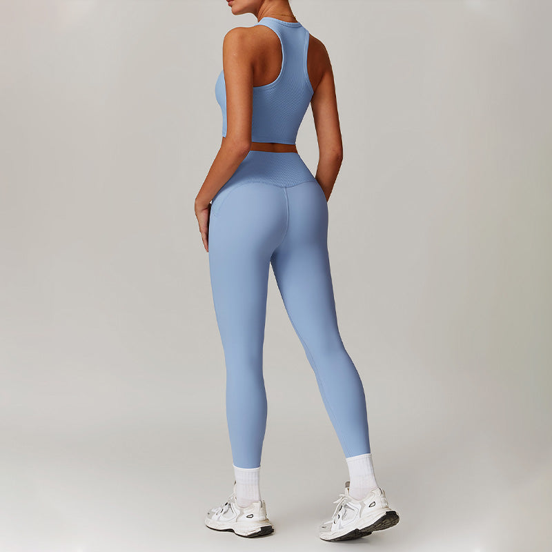 racerback yoga tank top & High-waisted Leggings 2-pieces Set