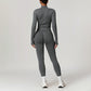 Seamless Yoga Bra + Legging + Long Sleeve Full Zipper Jacket 3-piece Set