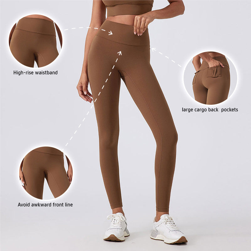 high waist and snug fit yoga leggings with Cargo Pockets