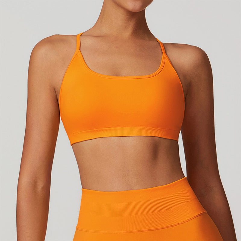 Seamless U Neck Cross Back Quick-Dry Sports Bra