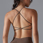 Seamless Cross-back Thin Straps Yoga Bra