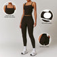 Brushed Asymmetric straps sports tank top + High-waist leggings 2-piece set