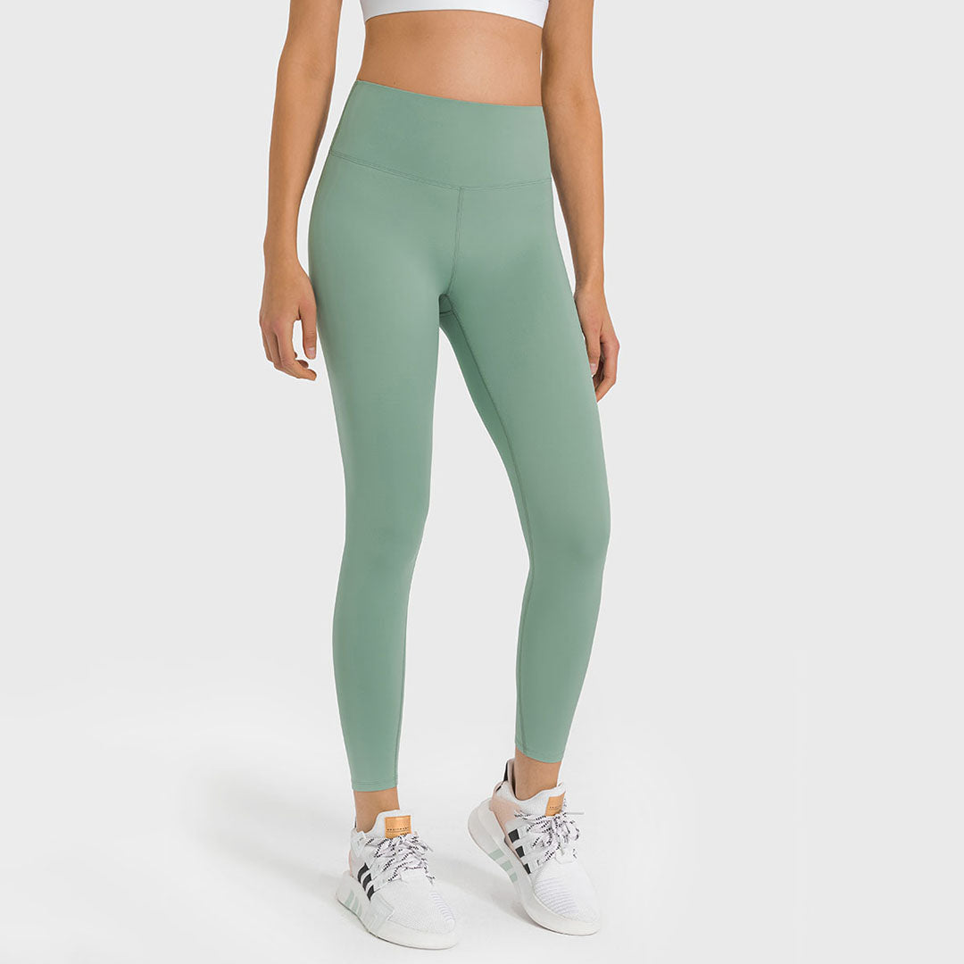 Legging de yoga extensible brossé de couleur unie