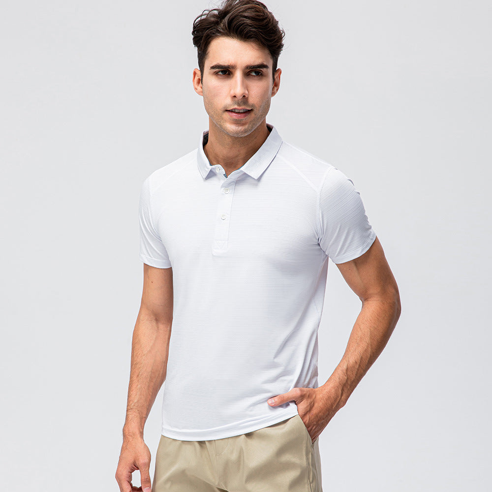 Men's solid color breathable sports polo shirt