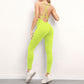 Solid color cross back sports jumpsuit