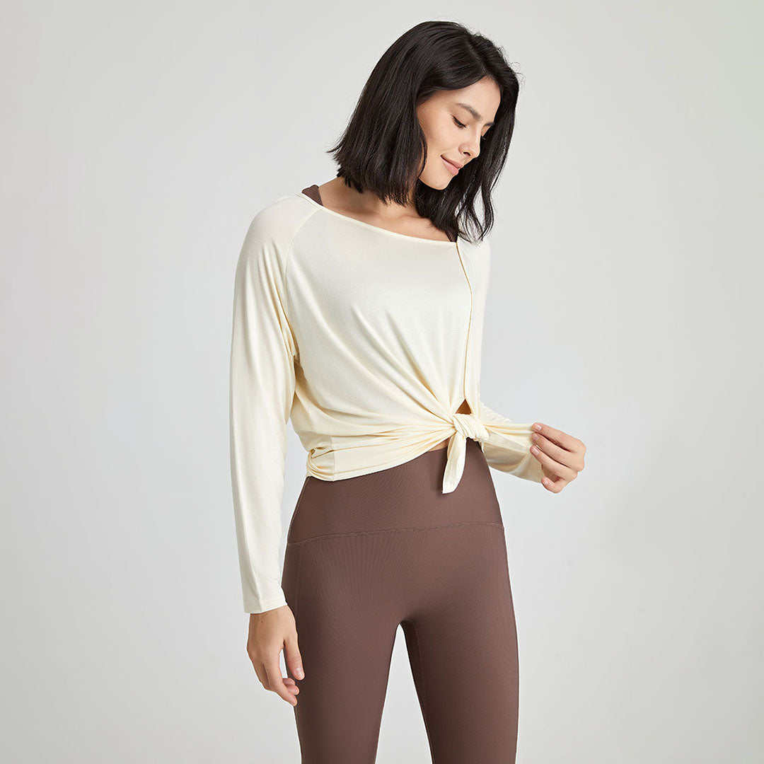 Solid side split sports top