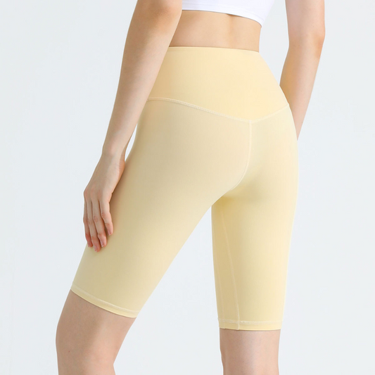 High-waisted butt-lifting nude fitness shorts