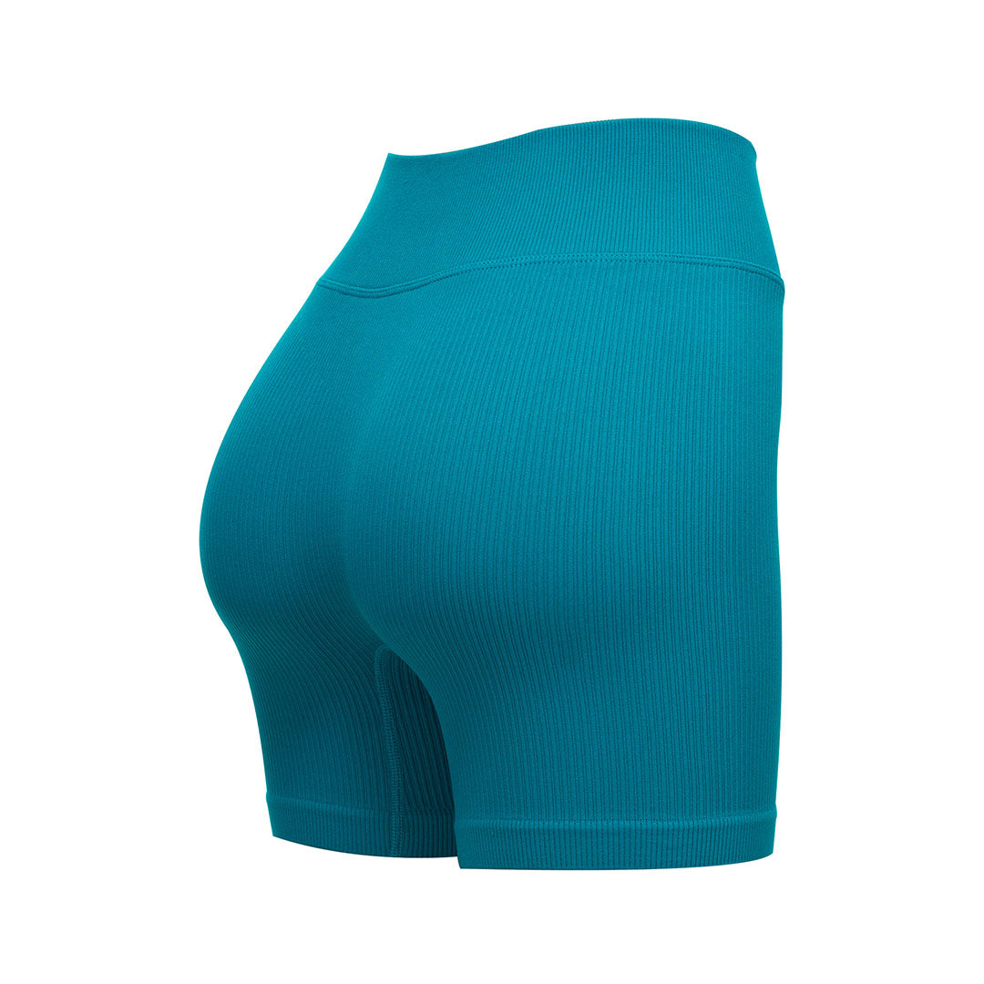 Solid color drawstring seamless knit sports shorts