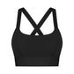 Solid back cross-buckle sports bra