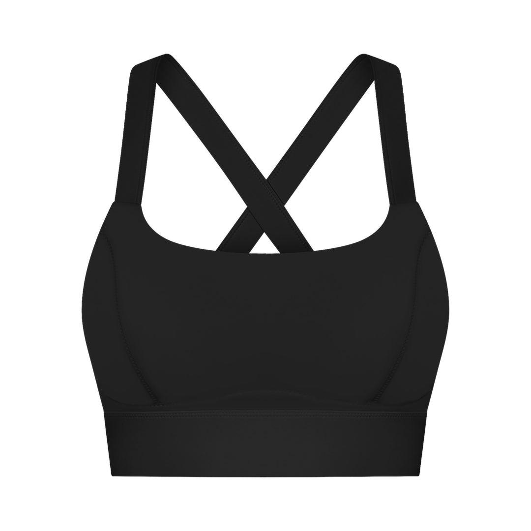 Solid back cross-buckle sports bra