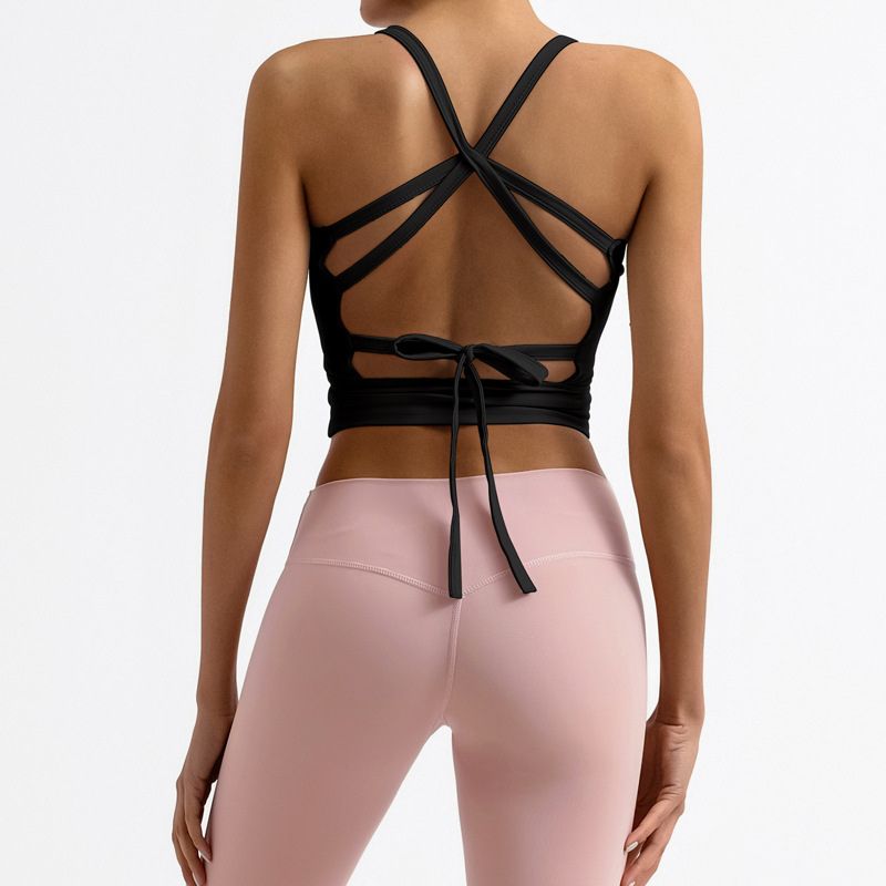 Cross back high stretch sports bra