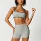 Breathable Contrasting Thin Straps Sports Bra+ Shorts Set