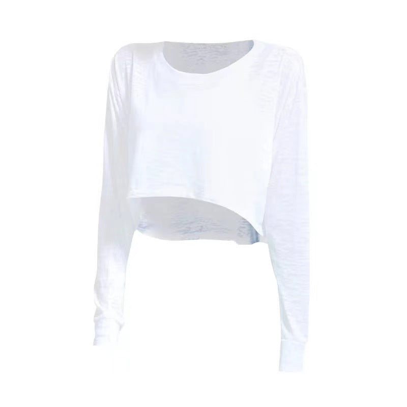 Casual Crew Neck Loose Cropped Top