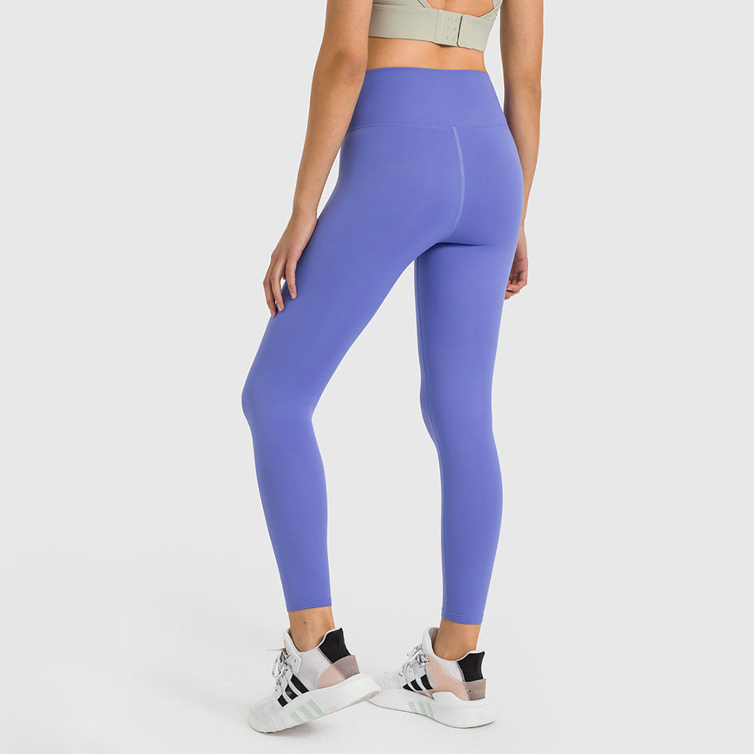 Legging de yoga extensible brossé de couleur unie