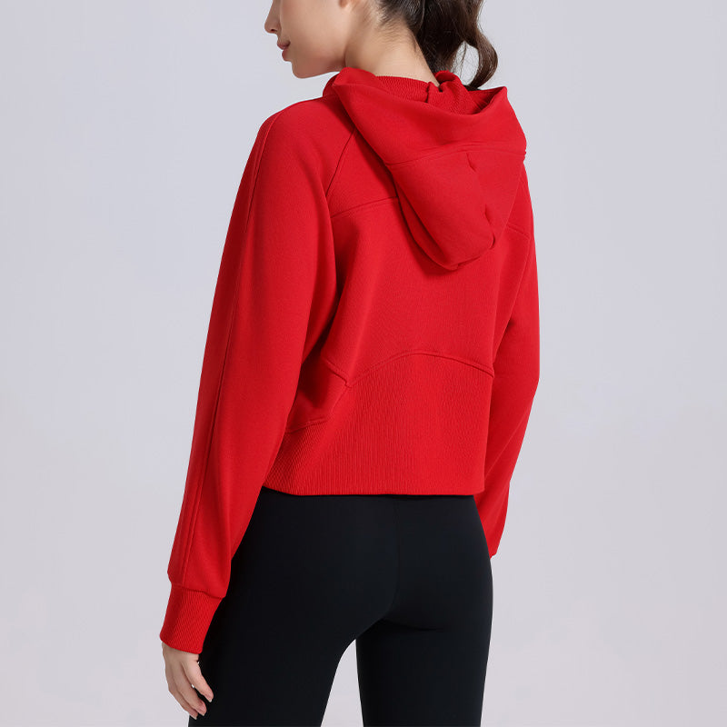 Velvet Warm Loose Half Zip Hooded Sweatshirt