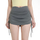 Women's high waist drawstring fake 2-piece tennis skirt