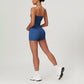 Outdoor Fitness Backless Running Sports Tube Top + Shorts 2-piece Set