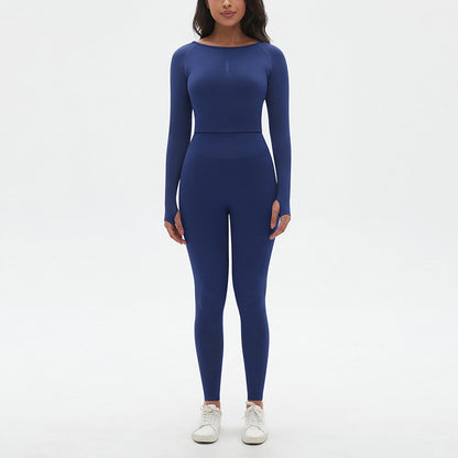 Seamless High resilience Sports Long Sleeve Top + High-Waisted Legging Set